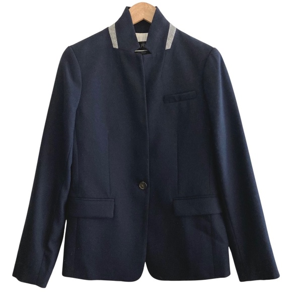J CREW Regent Wool Flannel Blazer with Stand Collar in Navy Blue B0323 Academia - Picture 9 of 16